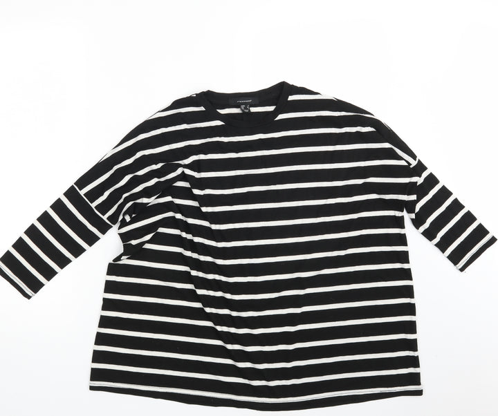 Atmosphere Womens Black Striped Pullover Sweatshirt Size 8