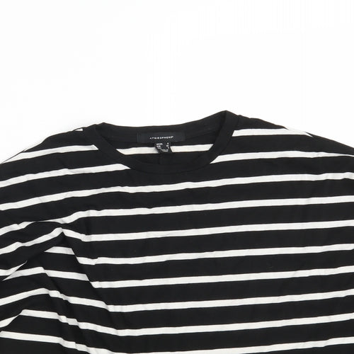 Atmosphere Womens Black Striped  Pullover Sweatshirt Size 8