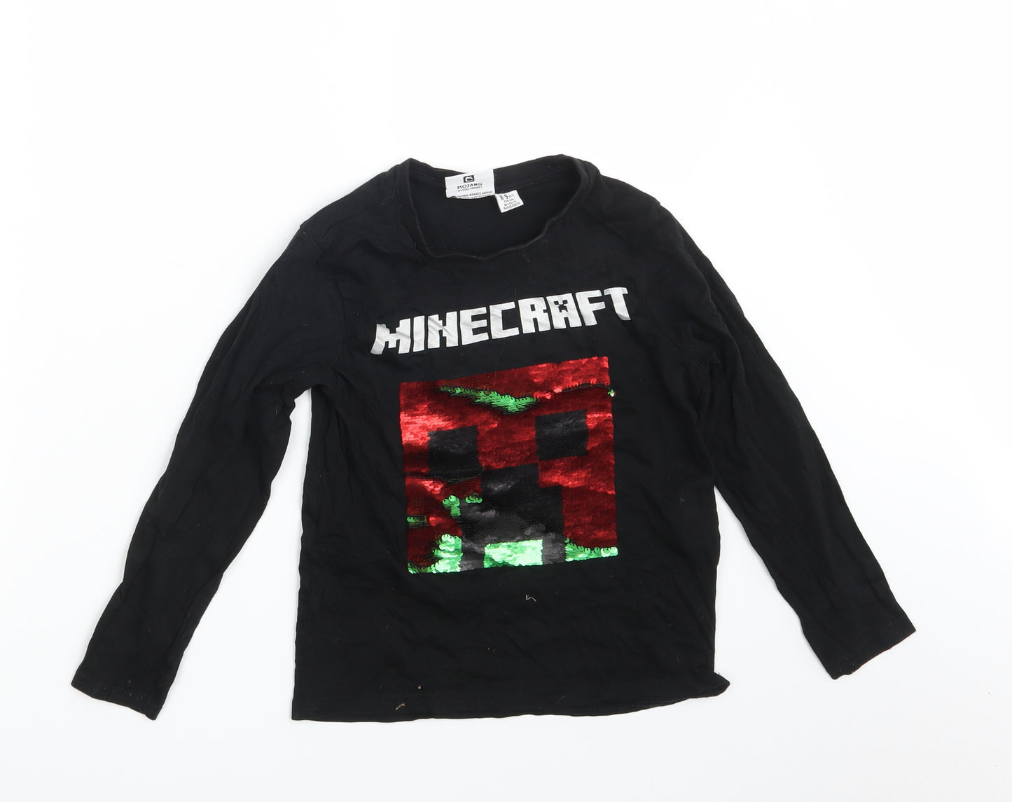 Primark Boys Black   Basic T-Shirt Size 8-9 Years  - Minecraft