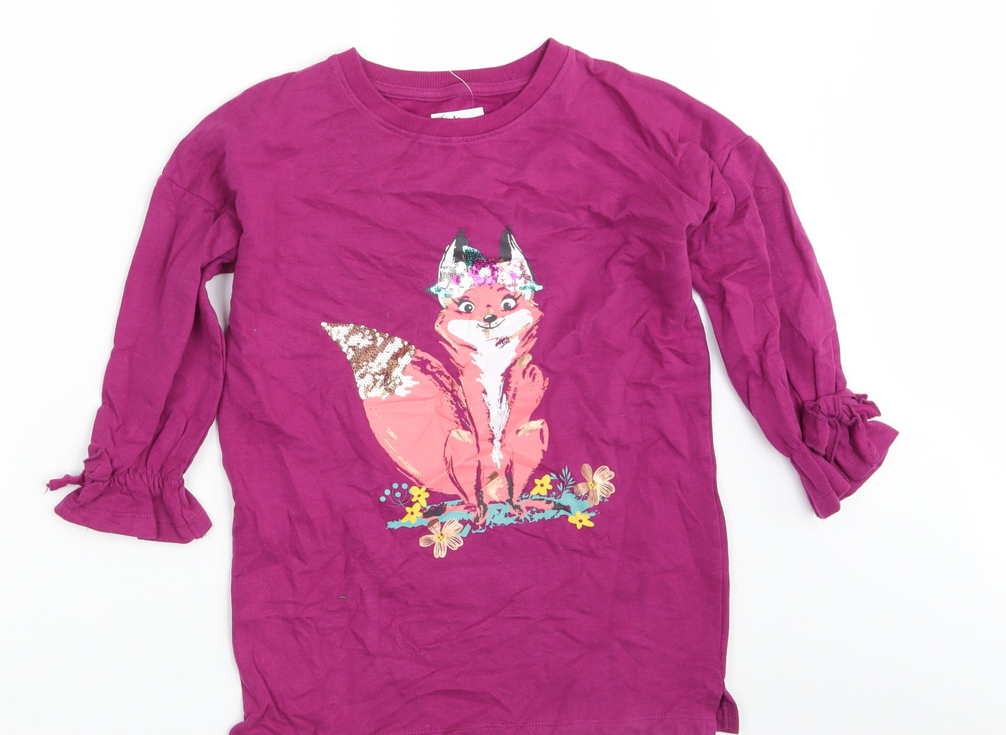 M & Co.  Girls Purple Animal Print  Pullover Sweatshirt Size 9-10 Years