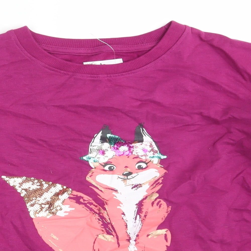M & Co.  Girls Purple Animal Print  Pullover Sweatshirt Size 9-10 Years