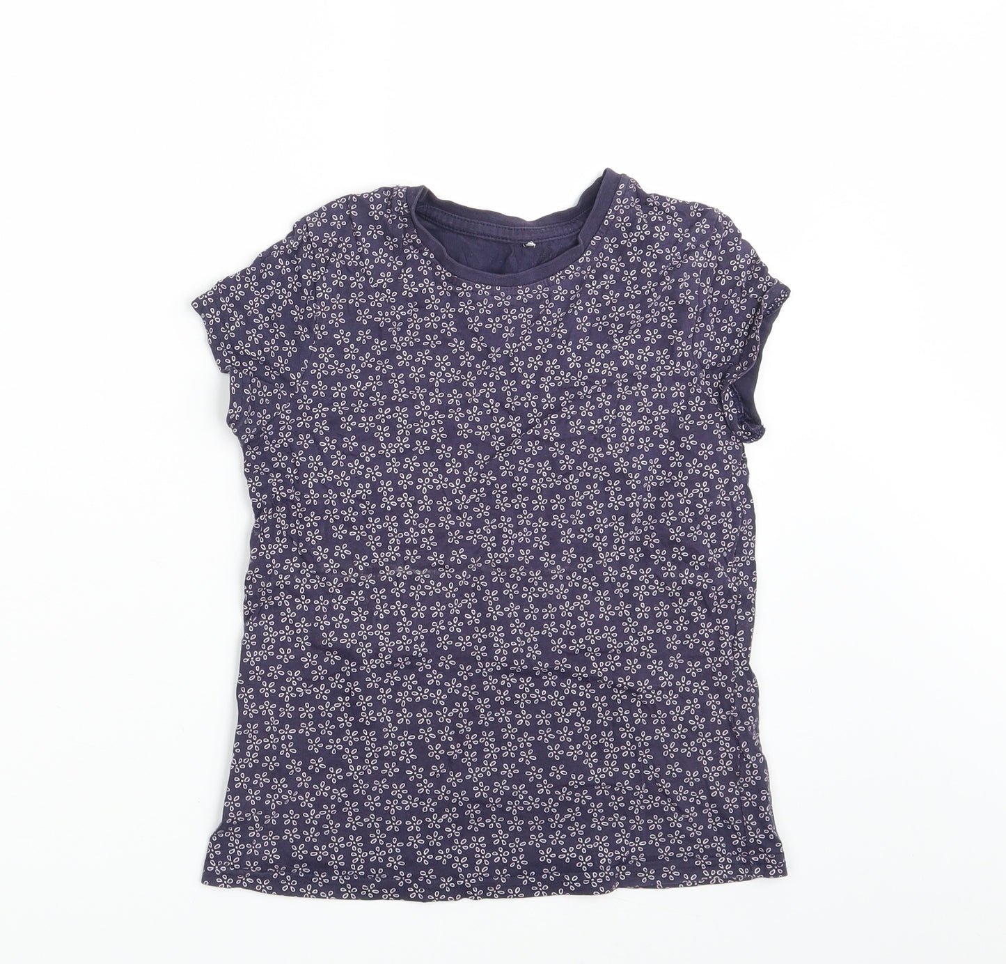 George Girls Blue Floral  Basic T-Shirt Size 8-9 Years