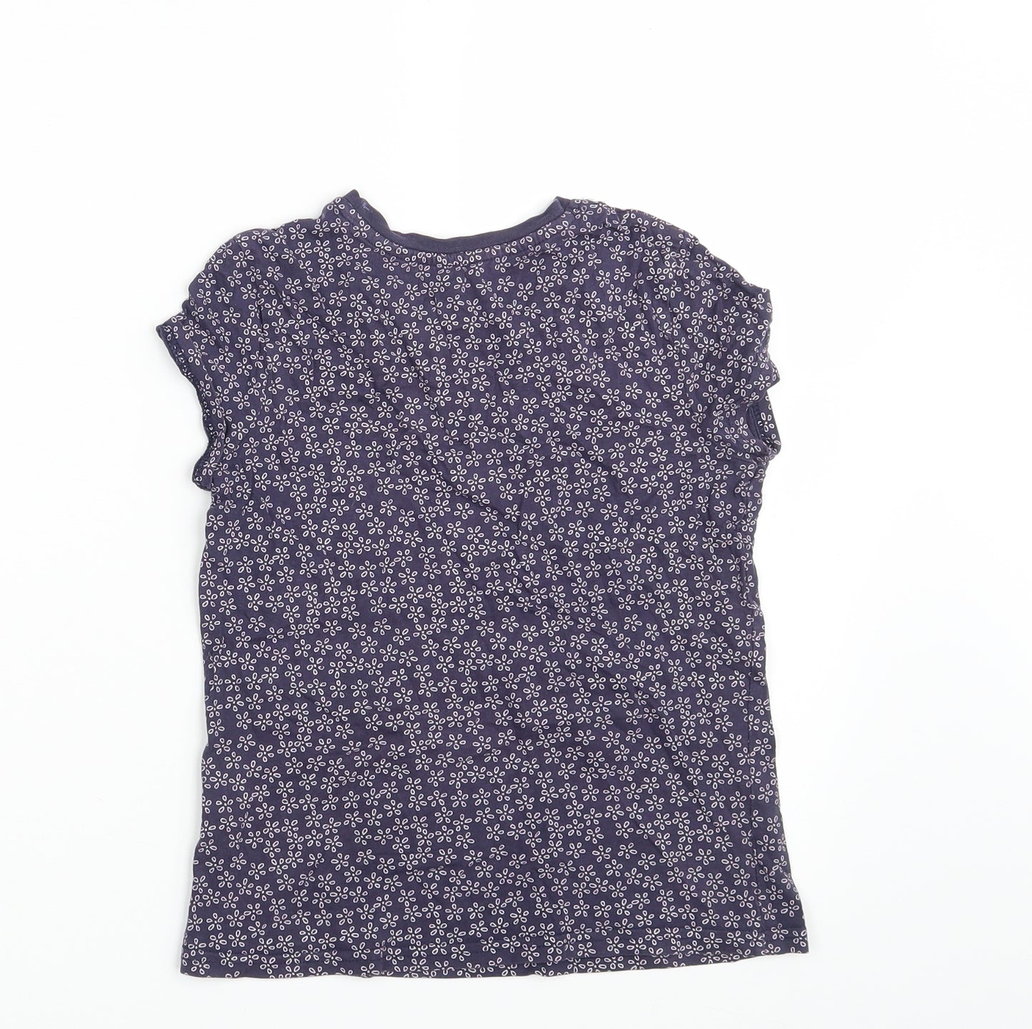 George Girls Blue Floral  Basic T-Shirt Size 8-9 Years