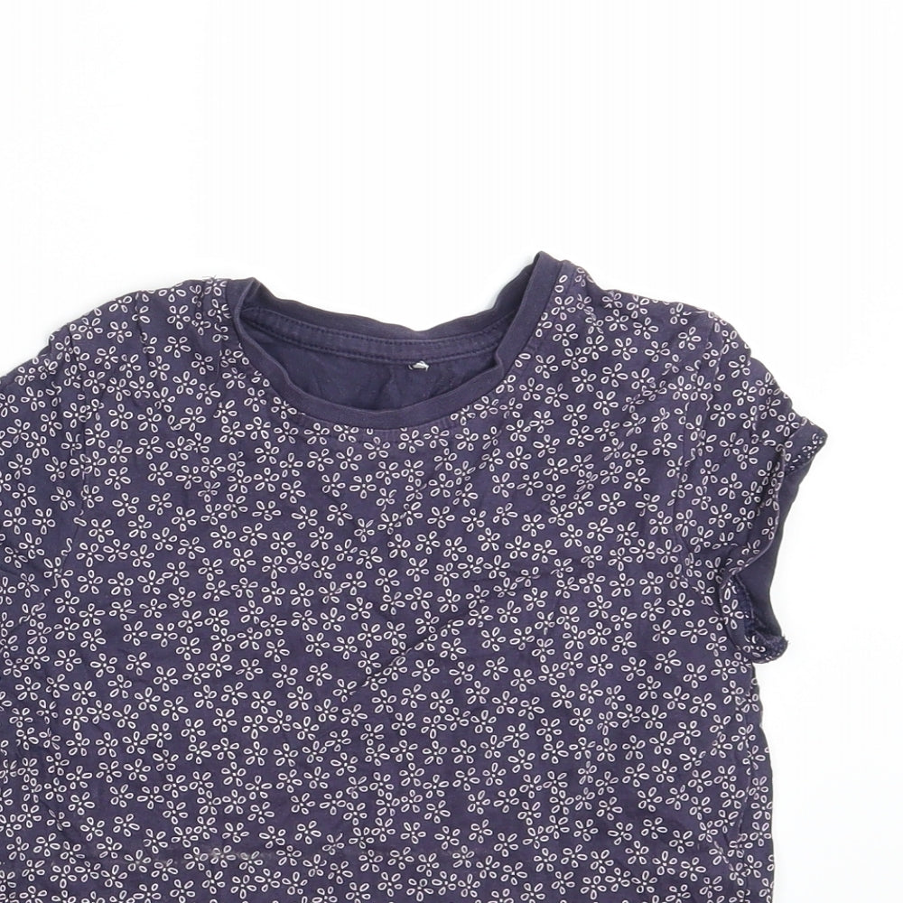 George Girls Blue Floral  Basic T-Shirt Size 8-9 Years