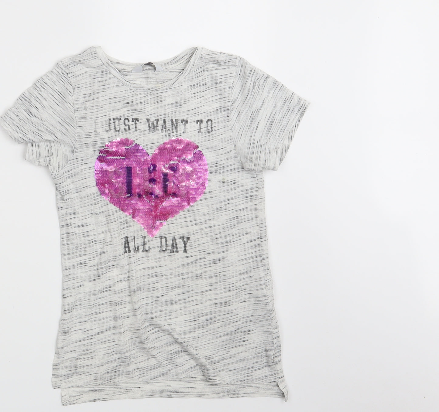 Primark Girls Grey   Basic T-Shirt Size 8-9 Years
