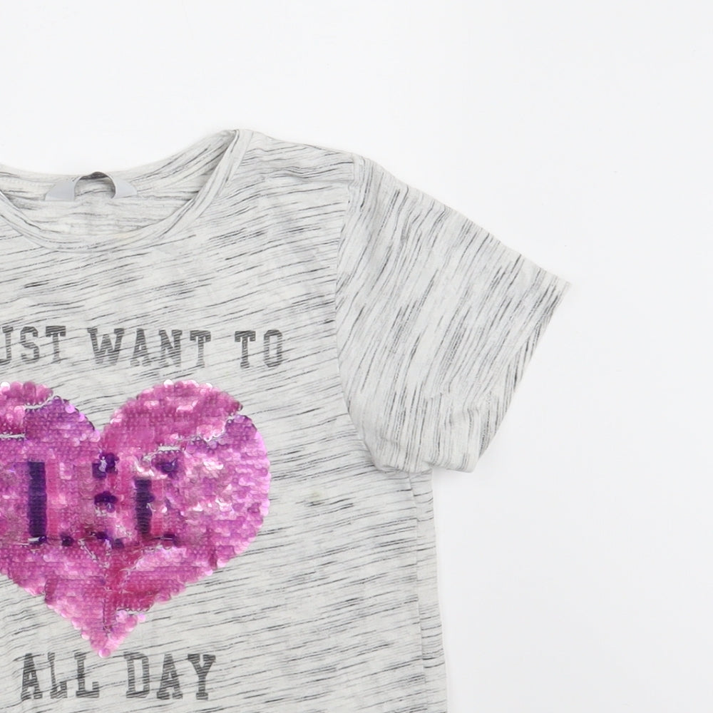 Primark Girls Grey   Basic T-Shirt Size 8-9 Years