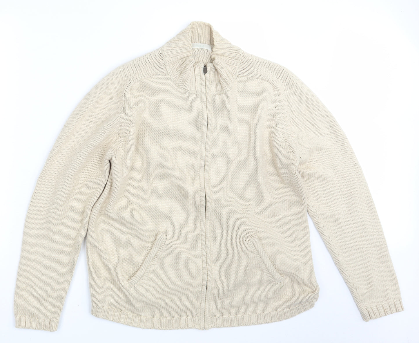 M&S Womens Beige  Knit Full Zip Jumper Size 20