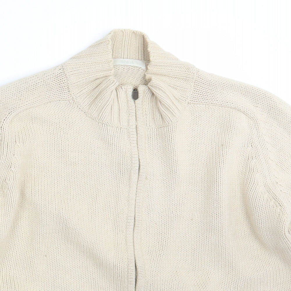 M&S Womens Beige  Knit Full Zip Jumper Size 20