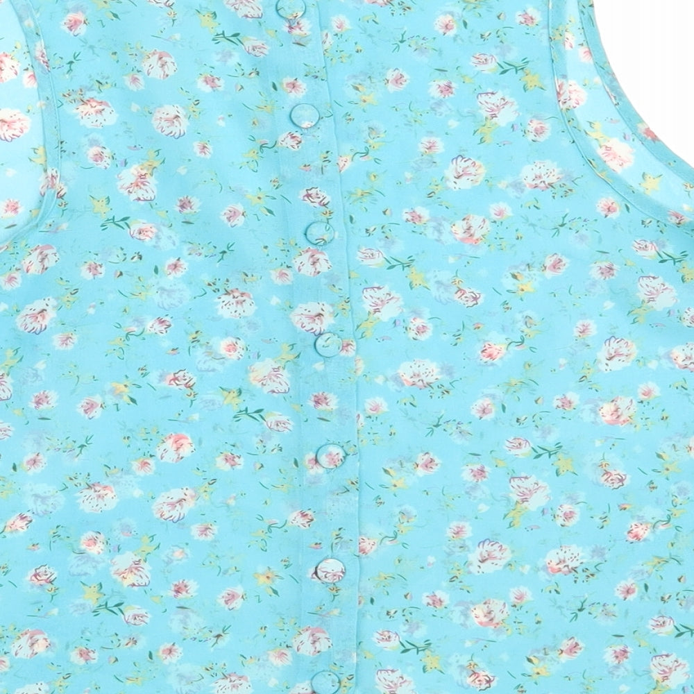 New Look Womens Green Floral  Basic Button-Up Size 10