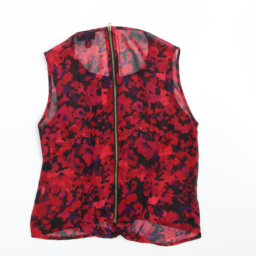 Topshop Womens Red Floral  Basic Blouse Size 8