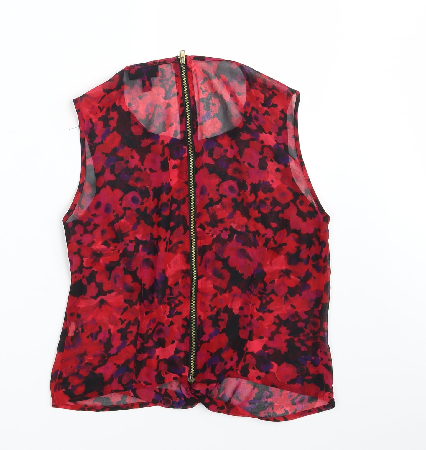 Topshop Womens Red Floral  Basic Blouse Size 8