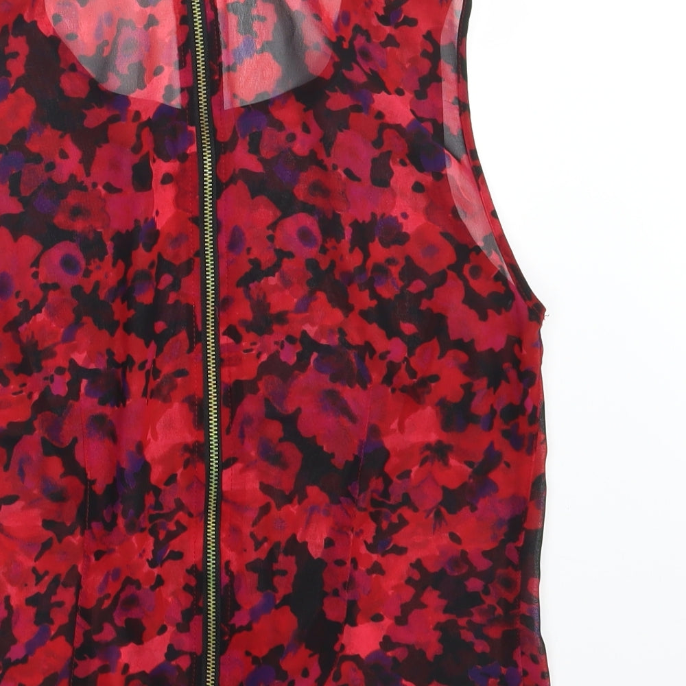 Topshop Womens Red Floral  Basic Blouse Size 8