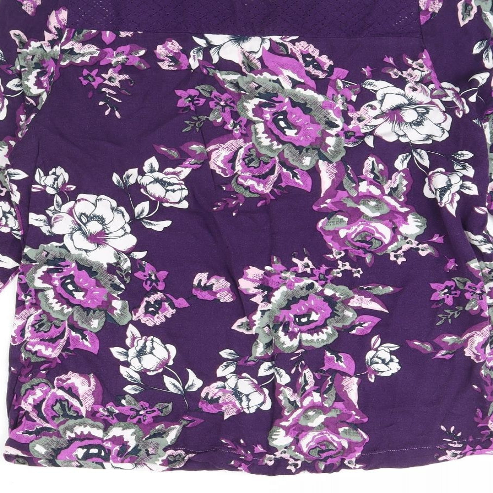 Bonmarche Womens Purple Floral  Basic Blouse Size 16
