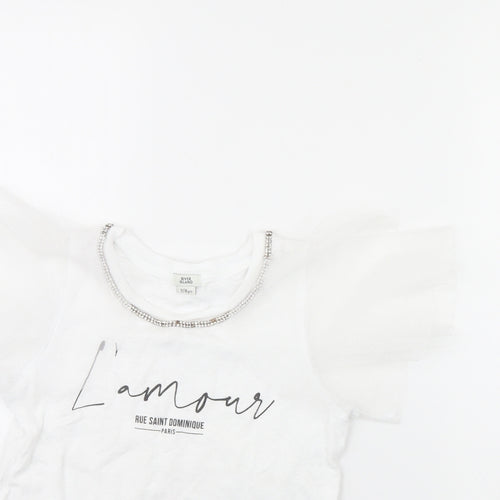 River Island Girls White   Basic T-Shirt Size 7 Years