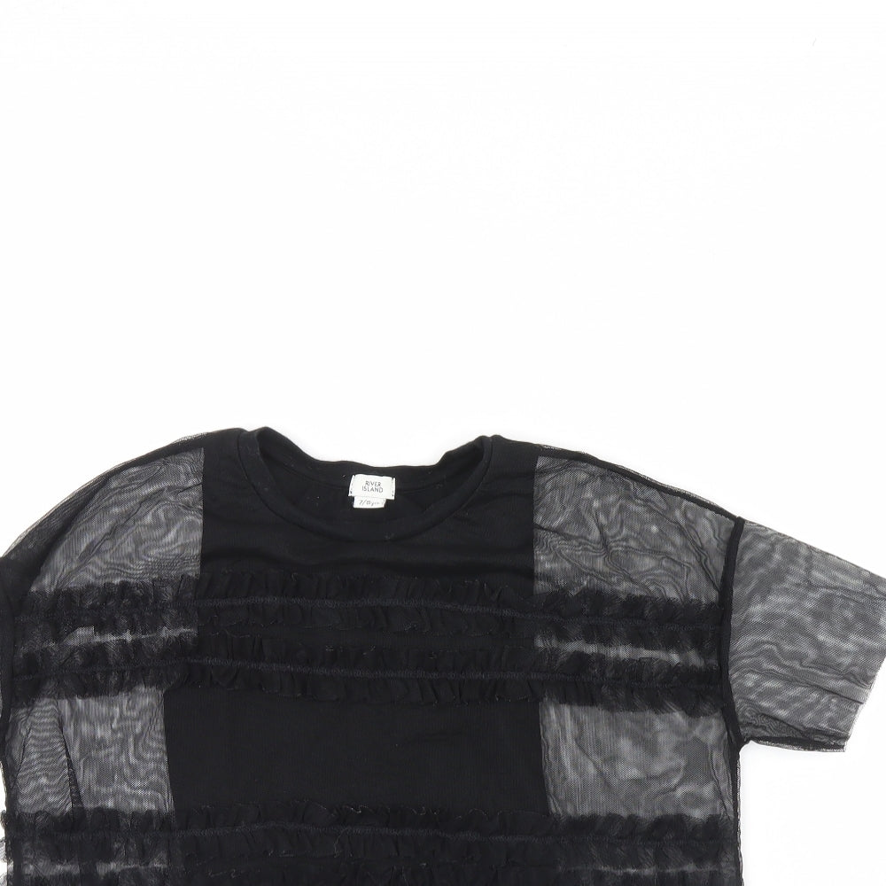 River Island Girls Black   Basic T-Shirt Size 7 Years