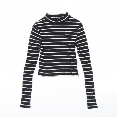 Divided Womens Black Striped  Basic Blouse Size S