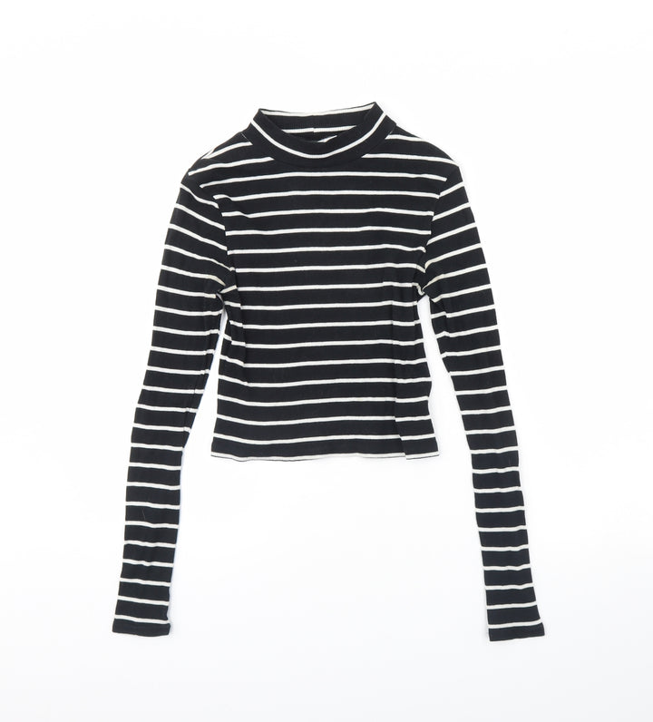 Divided Womens Black Striped  Basic Blouse Size S