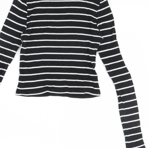 Divided Womens Black Striped  Basic Blouse Size S