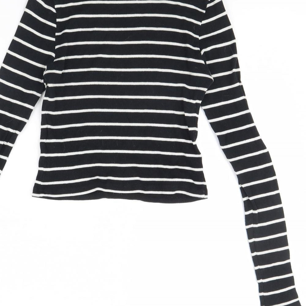 Divided Womens Black Striped  Basic Blouse Size S