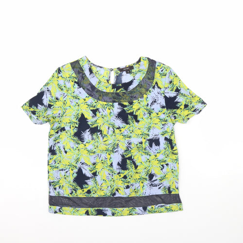 Therapy Womens Green Floral  Cropped Blouse Size 8