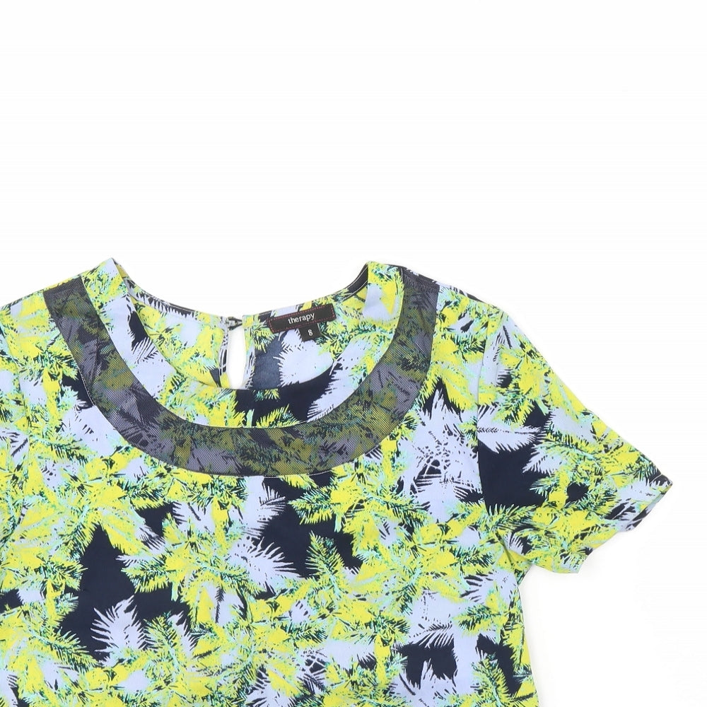 Therapy Womens Green Floral  Cropped Blouse Size 8