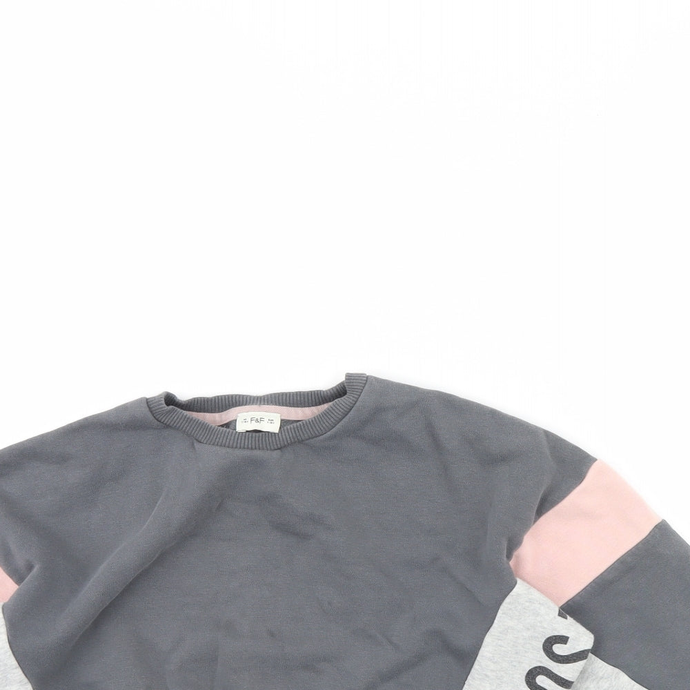 F&F Girls Grey   Pullover Jumper Size 7 Years
