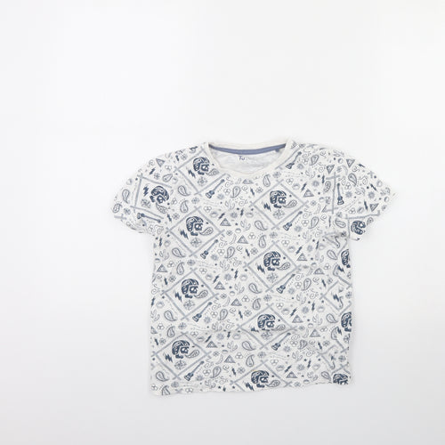 TU Boys White Spotted  Basic T-Shirt Size 7 Years