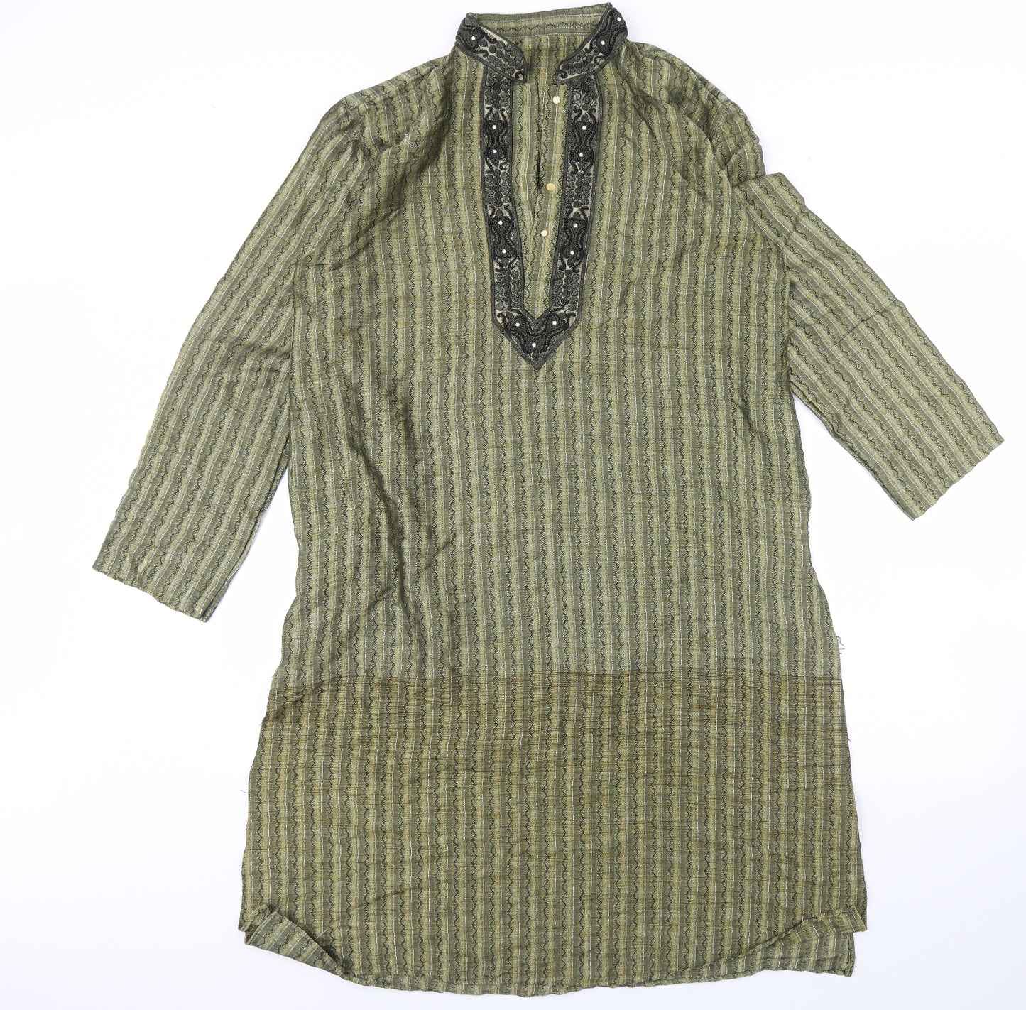Preworn Womens Green Striped  Kaftan  Size M