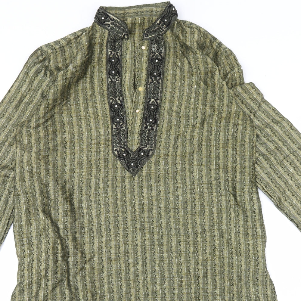 Preworn Womens Green Striped  Kaftan  Size M