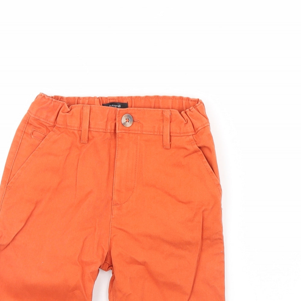 M&s Boys Orange   Chino Shorts Size 6 Years