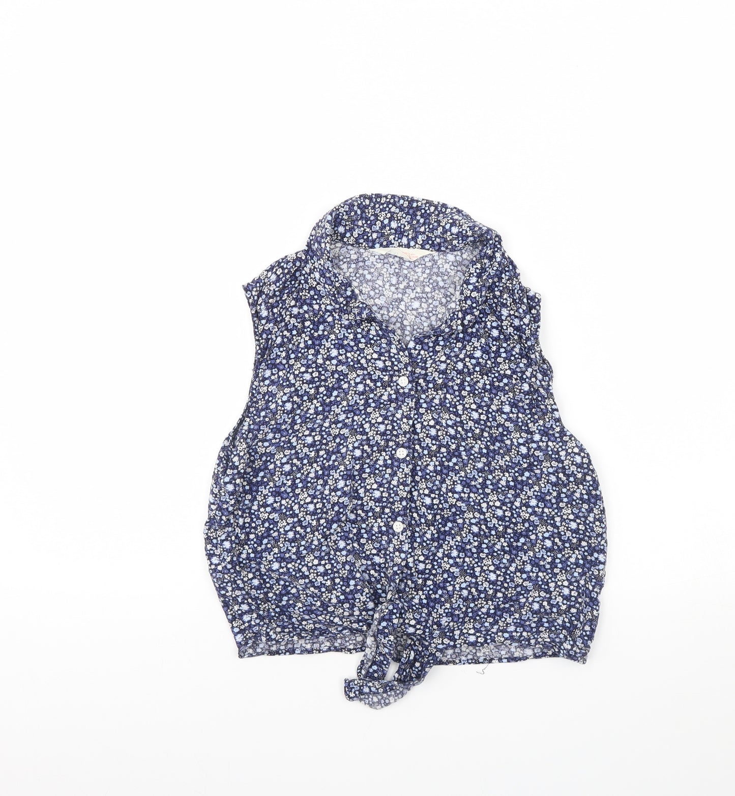 H&M Girls Blue Floral  Basic Button-Up Size 14 Years