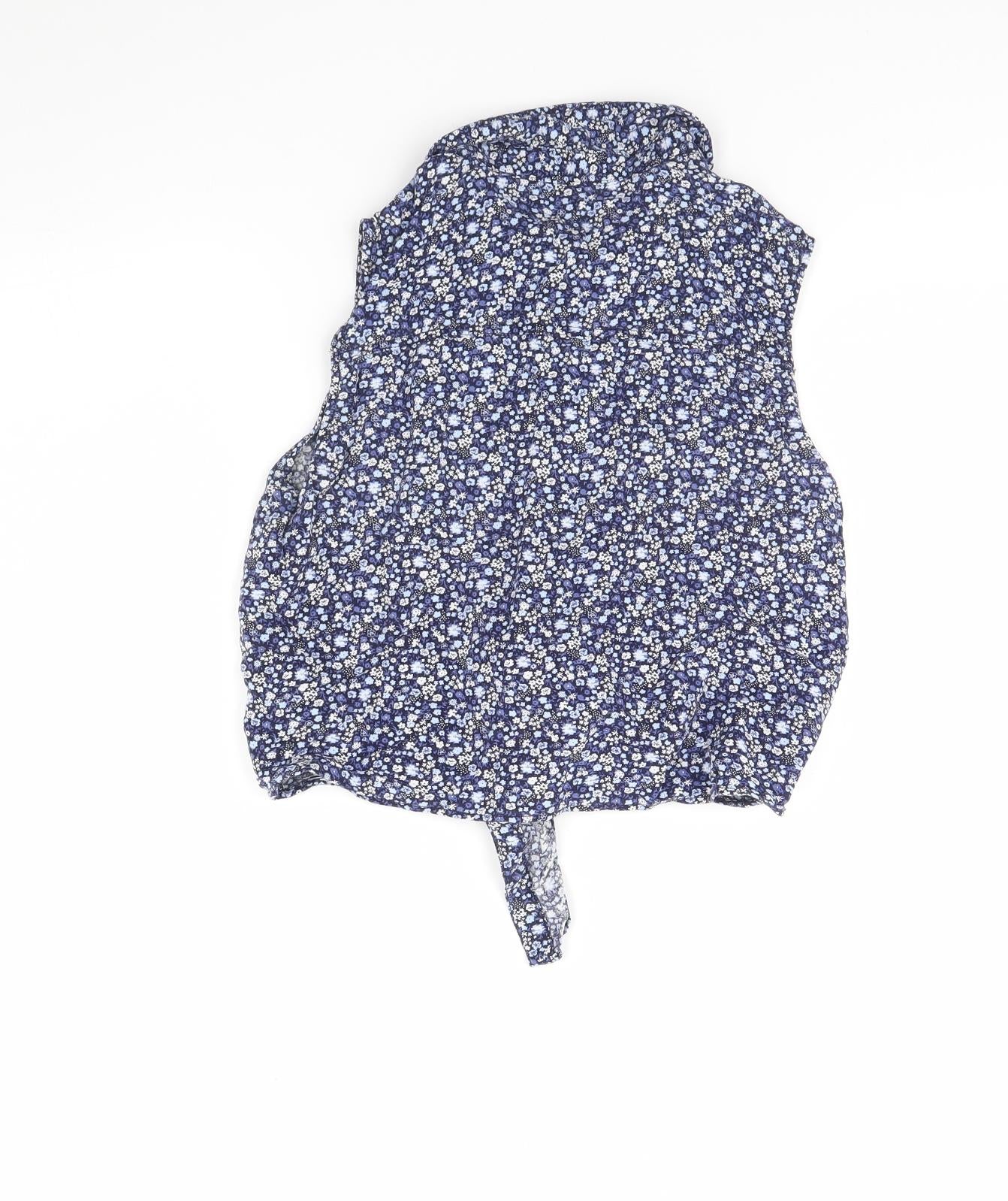 H&M Girls Blue Floral  Basic Button-Up Size 14 Years