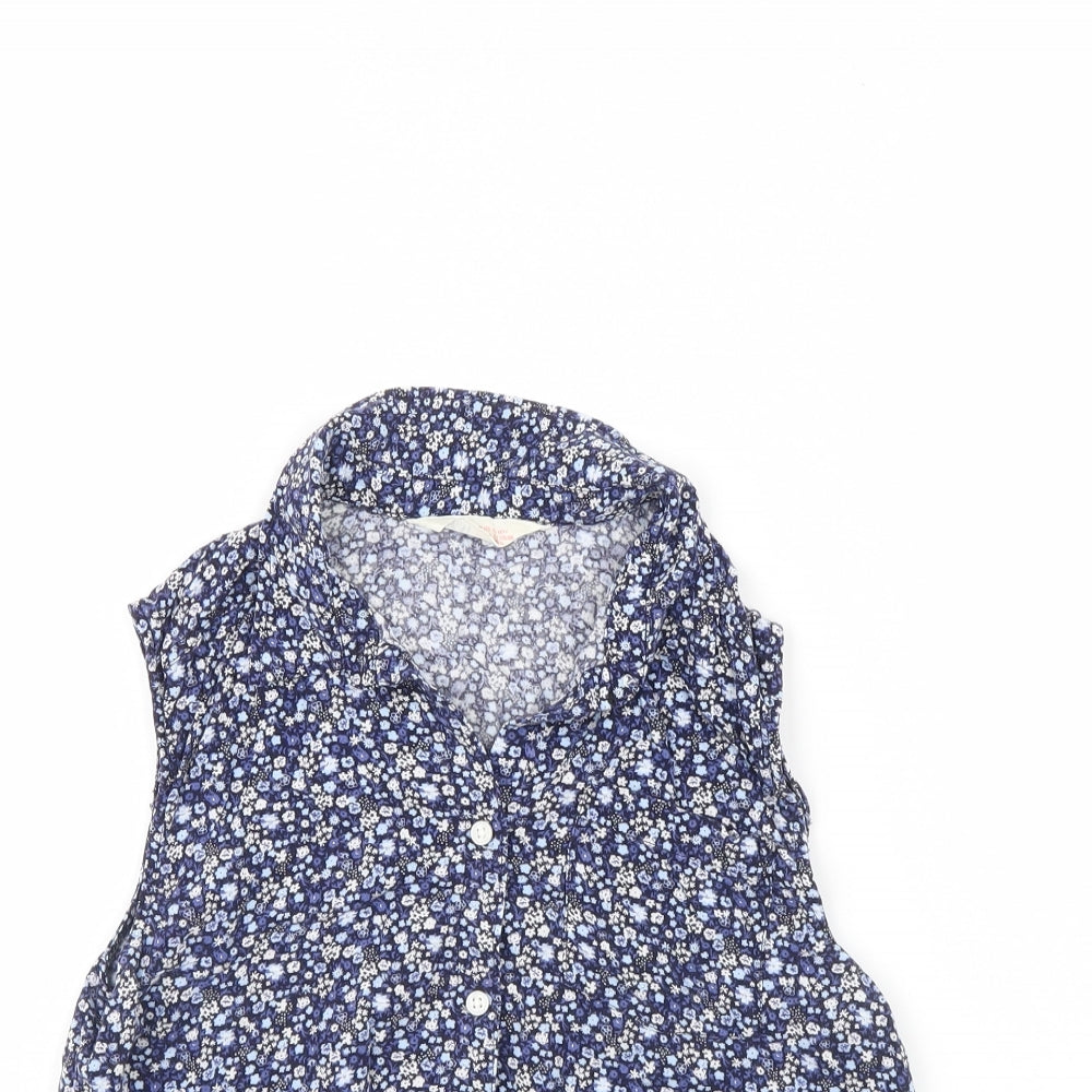H&M Girls Blue Floral  Basic Button-Up Size 14 Years