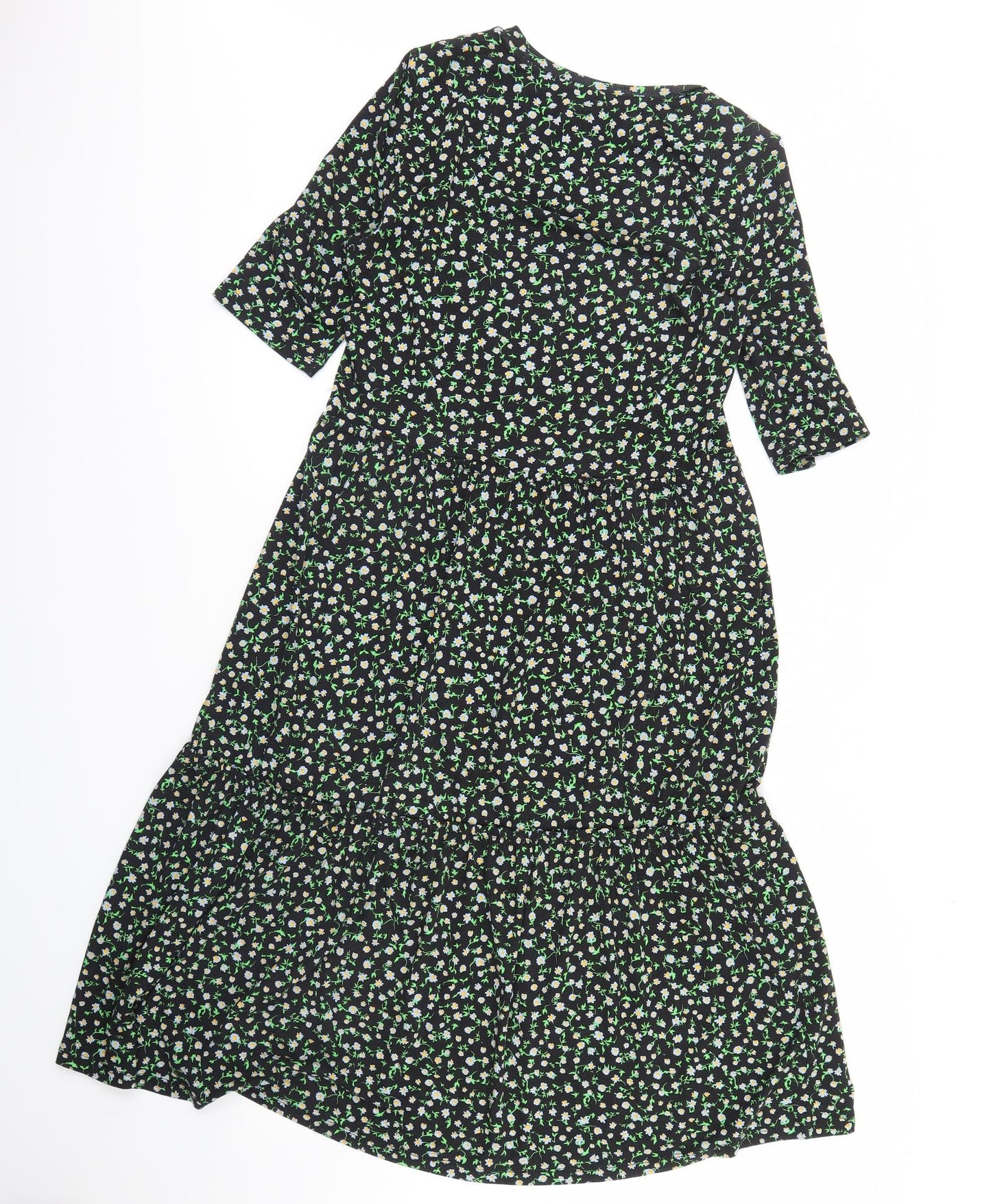 F&F Womens Black Floral  Fit & Flare  Size 6