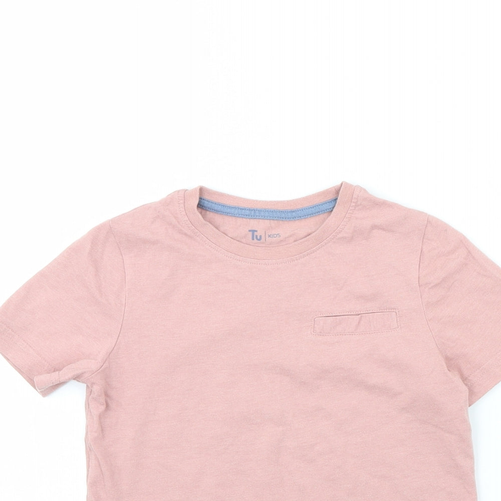 TU Boys Pink   Basic T-Shirt Size 7 Years