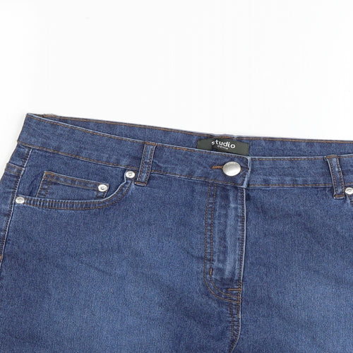 Studio Womens Blue   Cut-Off Shorts Size 14