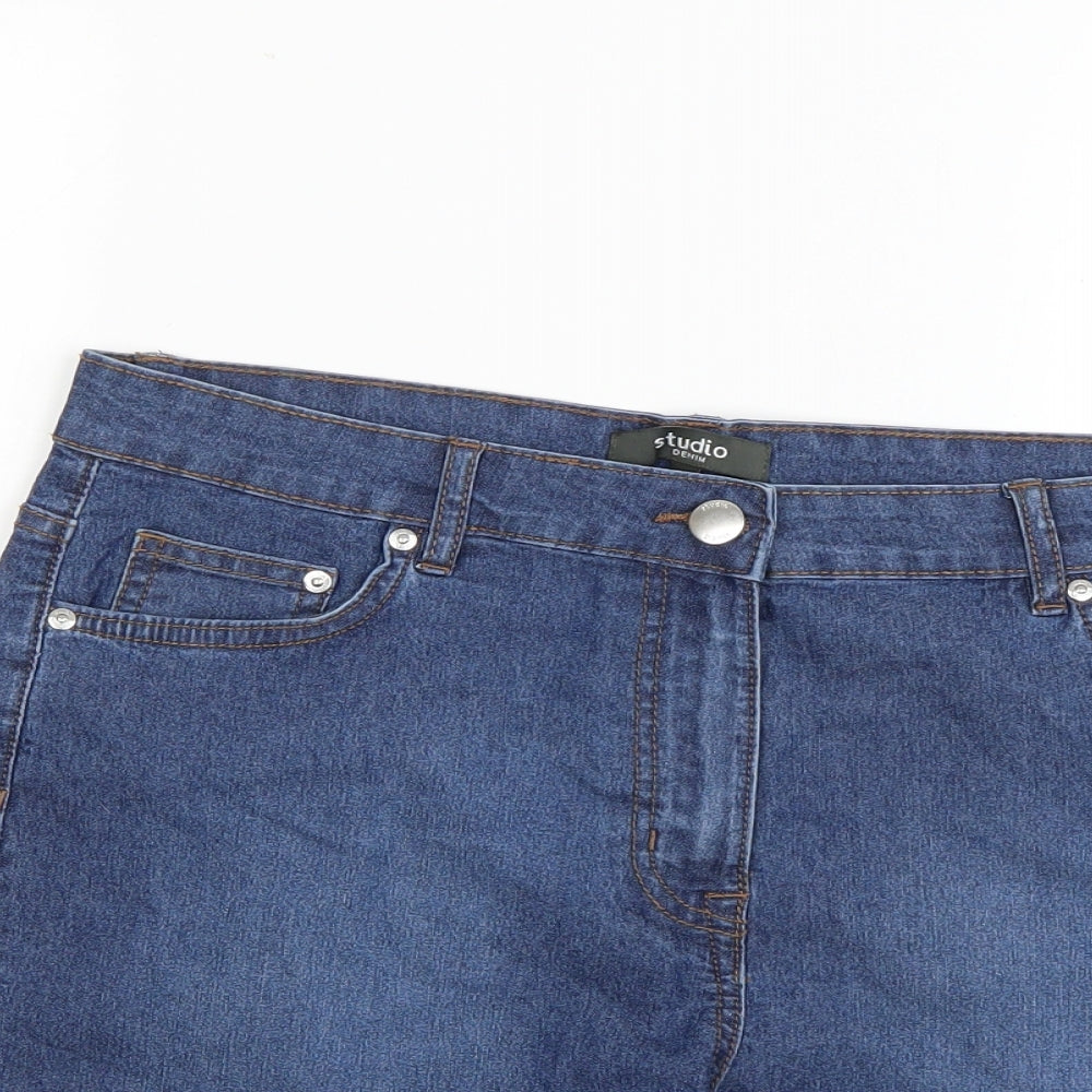 Studio Womens Blue   Cut-Off Shorts Size 14