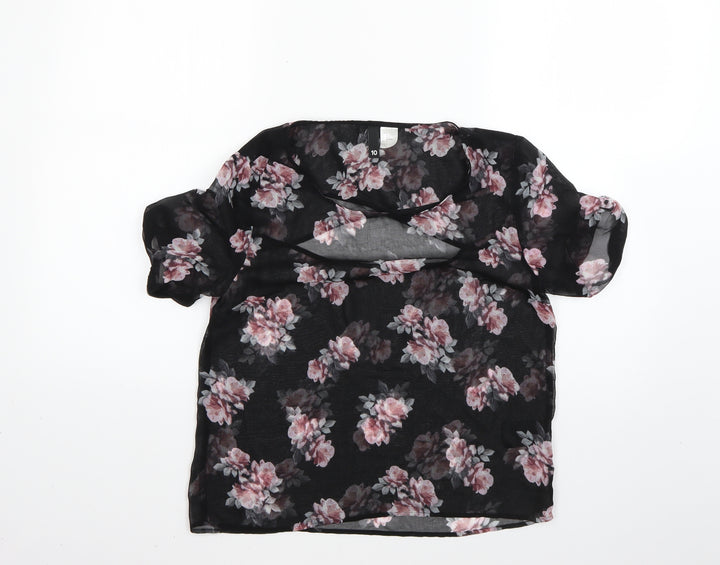 H&M Womens Multicoloured Floral  Basic Blouse Size 10