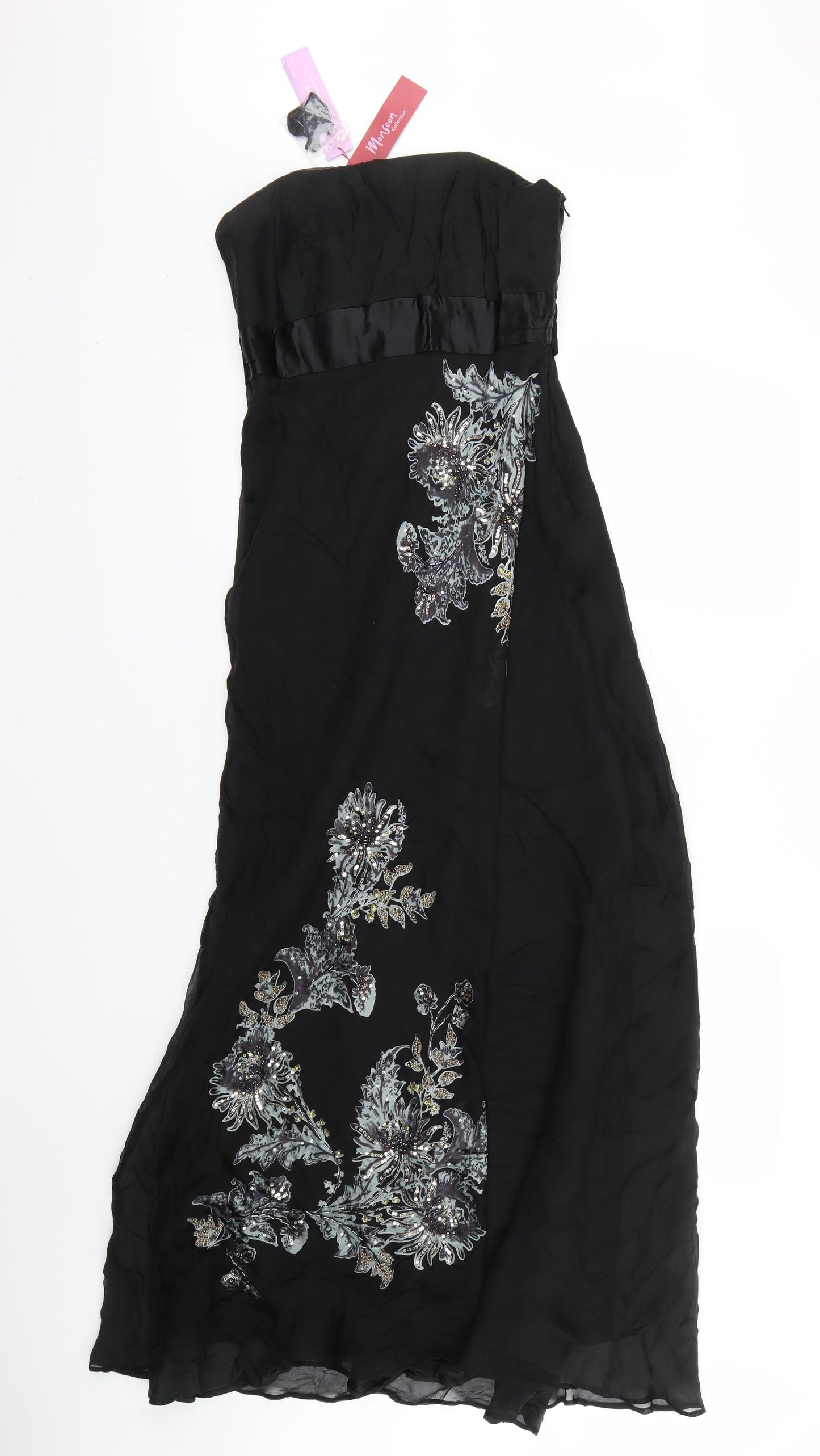 Monsoon Womens Black Floral  Ball Gown  Size 10