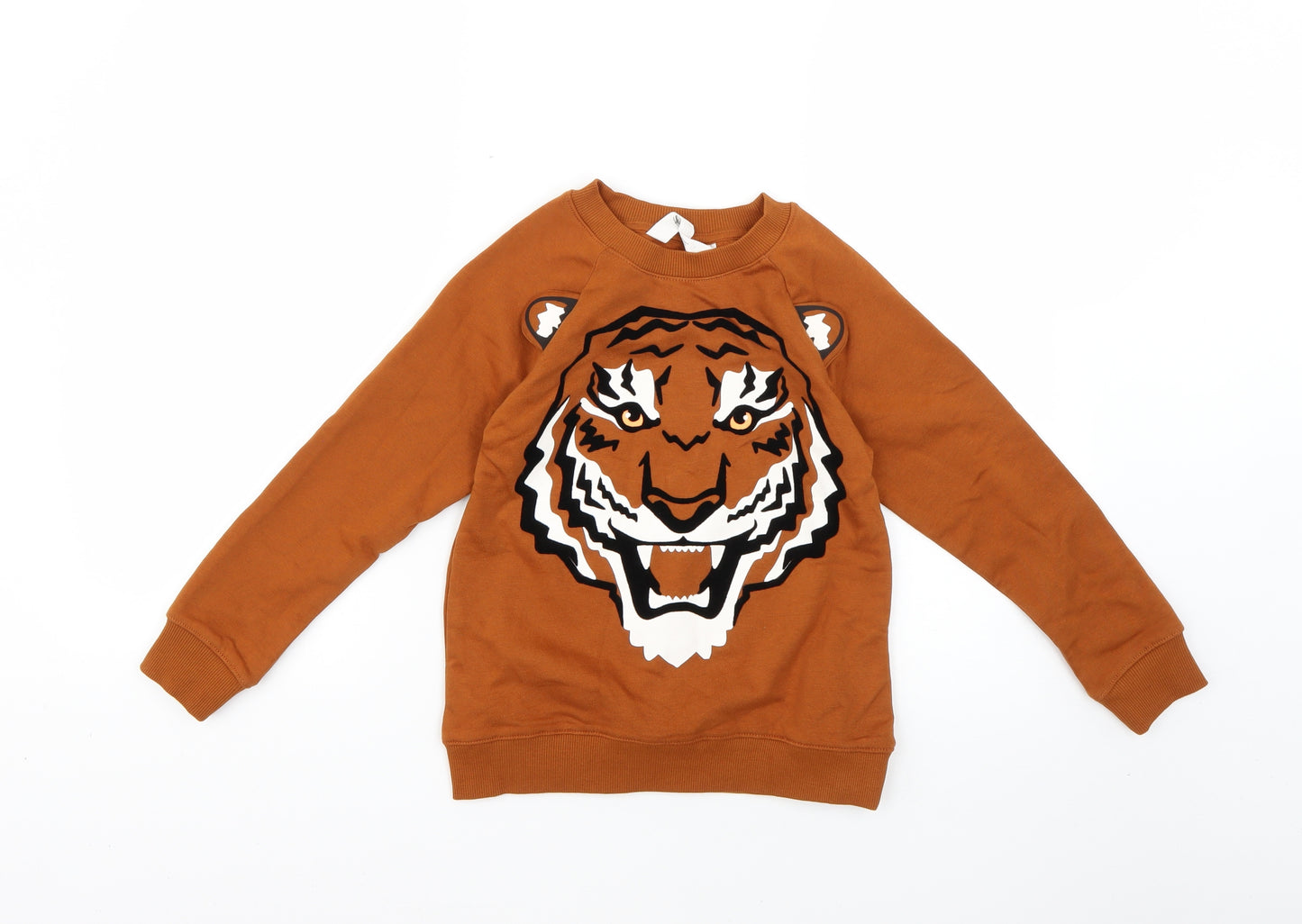 H&M Boys Orange Geometric  Pullover Jumper Size 7-8 Years