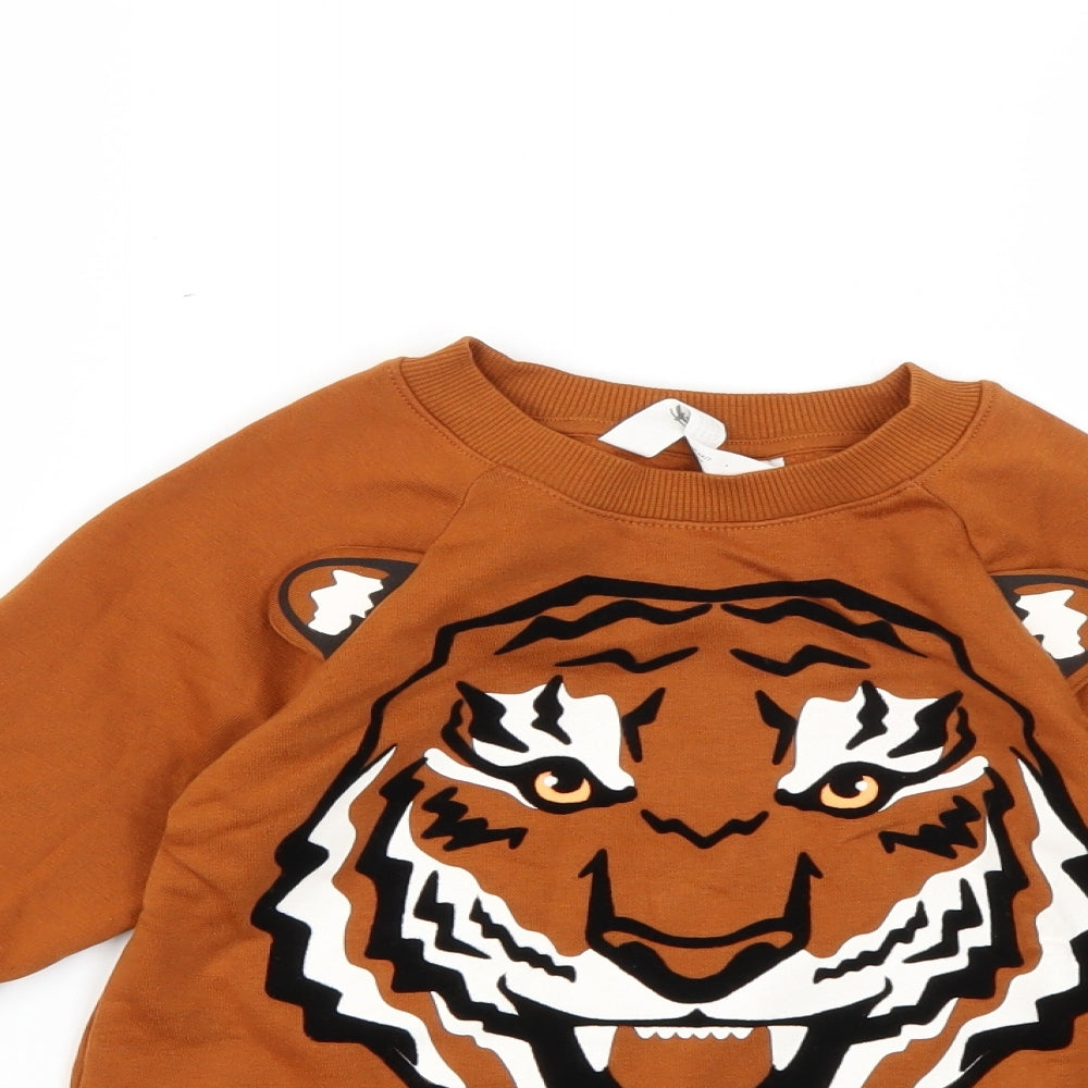 H&M Boys Orange Geometric  Pullover Jumper Size 7-8 Years