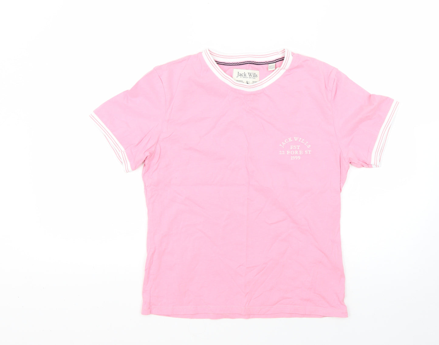 Jack Wills Womens Pink   Basic T-Shirt Size 14