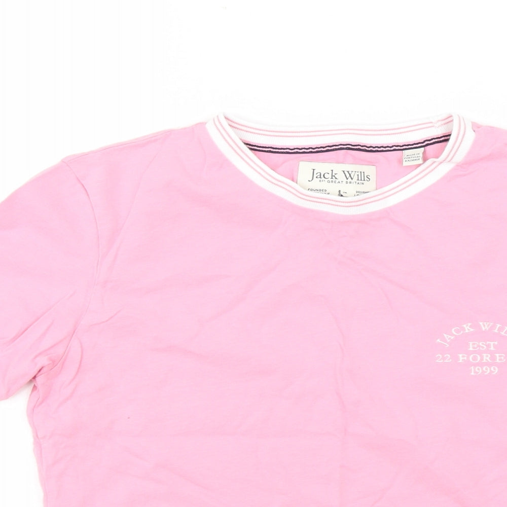 Jack Wills Womens Pink   Basic T-Shirt Size 14