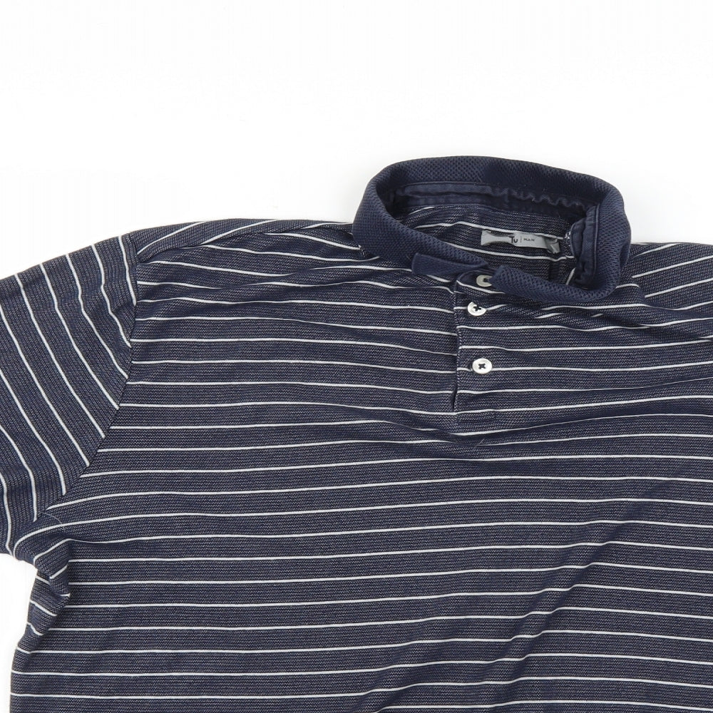 TU Mens Blue Spotted   Polo Size XL