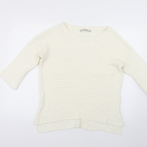 Zara Womens White   Pullover Jumper Size L