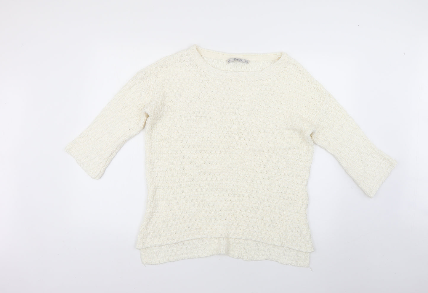 Zara Womens White   Pullover Jumper Size L