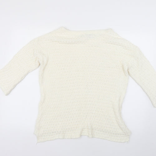 Zara Womens White   Pullover Jumper Size L