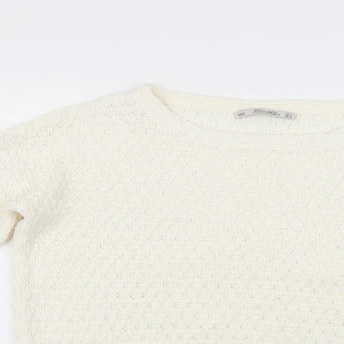 Zara Womens White   Pullover Jumper Size L