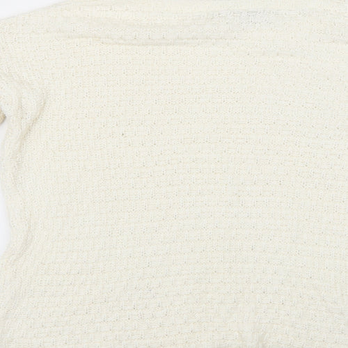 Zara Womens White   Pullover Jumper Size L