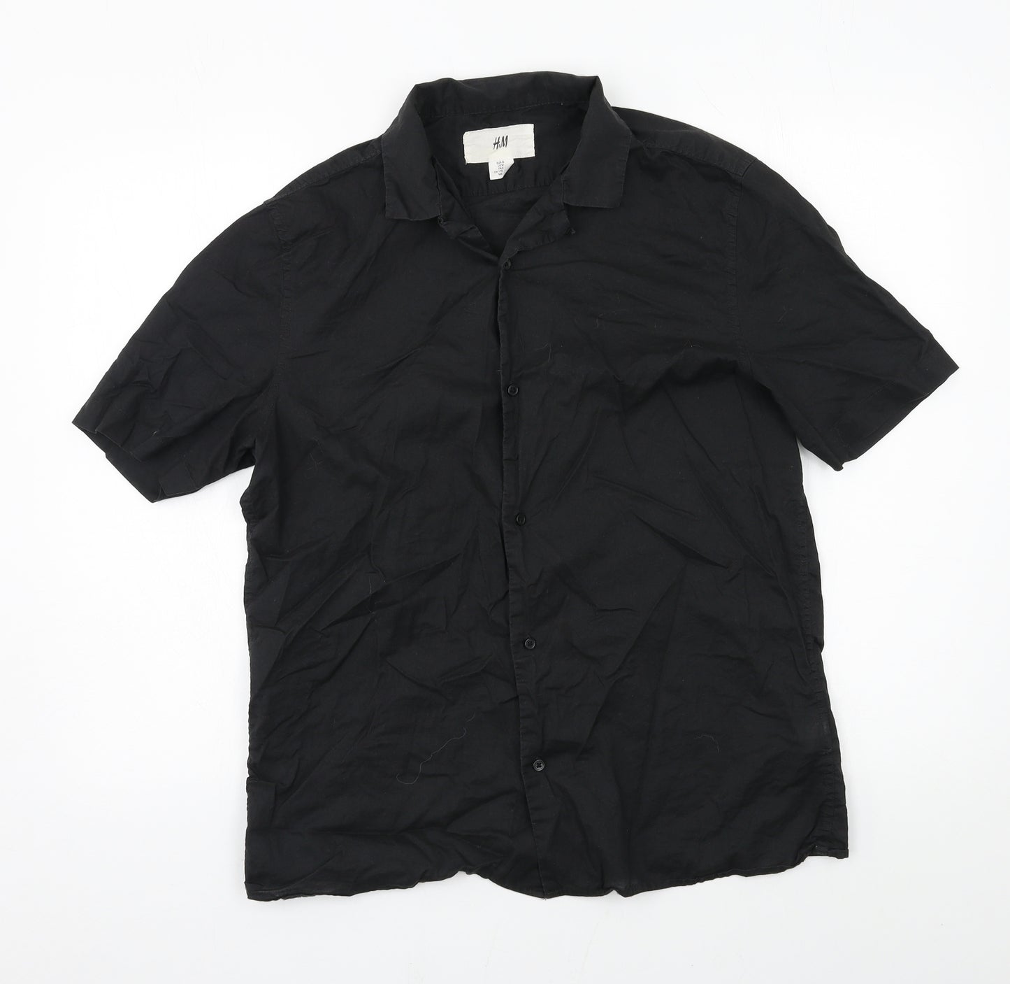 H&M Mens Black    Button-Up Size M